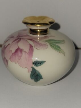 Lenox Pink Floral Porcelain Jar with Gold Trim